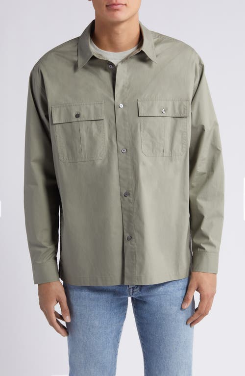 Frame Military Button-up Overshirt In Gray