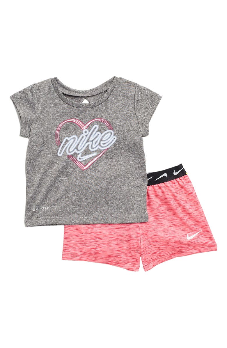 NIKE Graphic Top & Shorts 2-Piece Set, Main, color, FIREBERRY