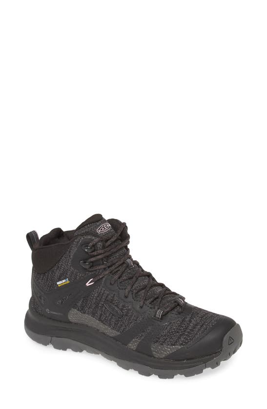 Keen Terradora Ii Waterproof Winter Hiking Boot In Black/ Magnet Faux Leather