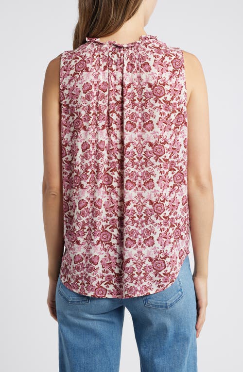 Shop Bobeau Sleeveless Ruffle Neck Top In Rose Boho Paisley