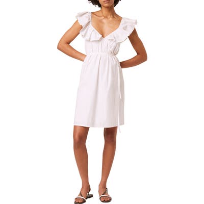 French Connection Azaa Poplin Flutter Sleeve Dress, White