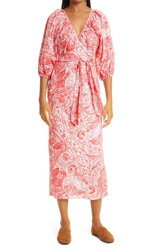 Mara Hoffman Fila Print Organic Cotton Dress In Red Multi