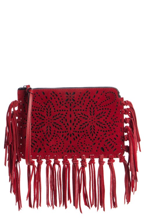 Isabel Marant Oskan Laser Cut Suede Pouch In Red