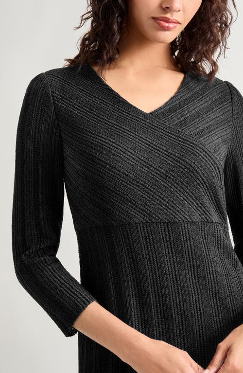 Misook Textural Stripe Midi Sweater Dress In Black