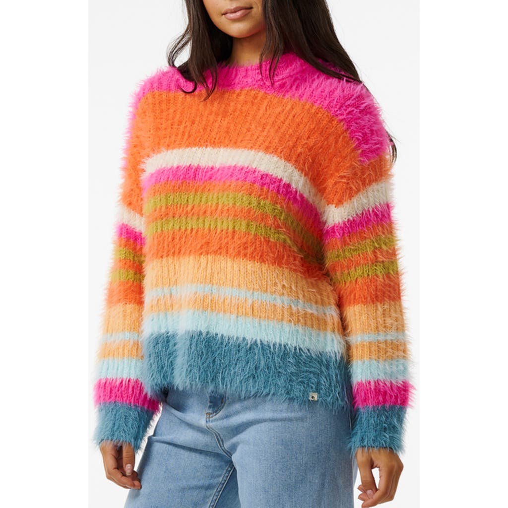 Rip Curl Hibiscus Heat Stripe Sweater In Hot Pink