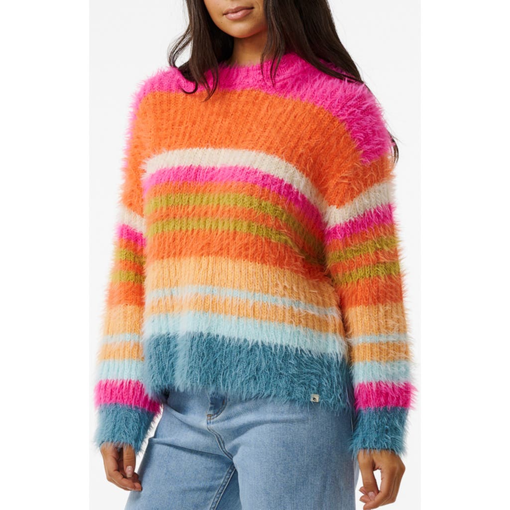 Rip Curl Hibiscus Heat Stripe Sweater In Hot Pink