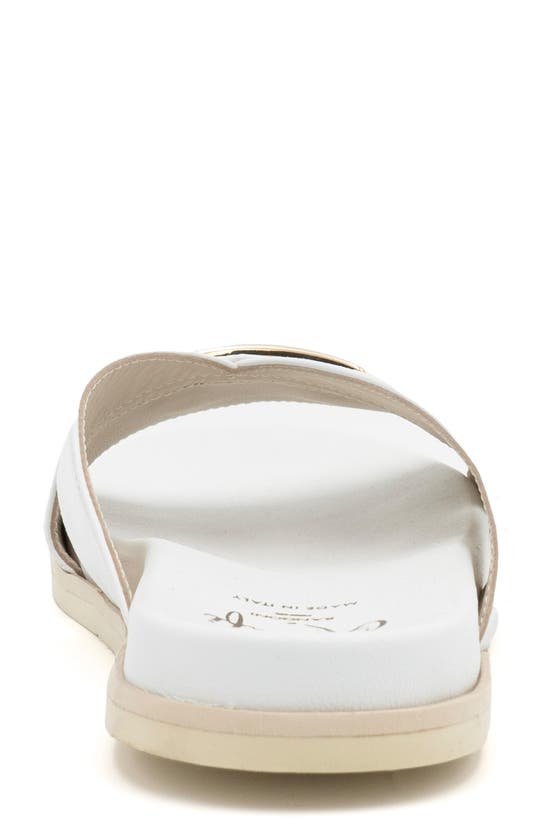Amalfi By Rangoni Bardolino Slide Sandal In White Parmasoft Gold Hardware