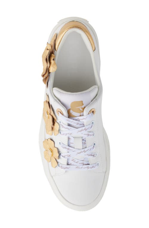 Karl Lagerfeld Paris Gael Flower Sneaker In Bright White