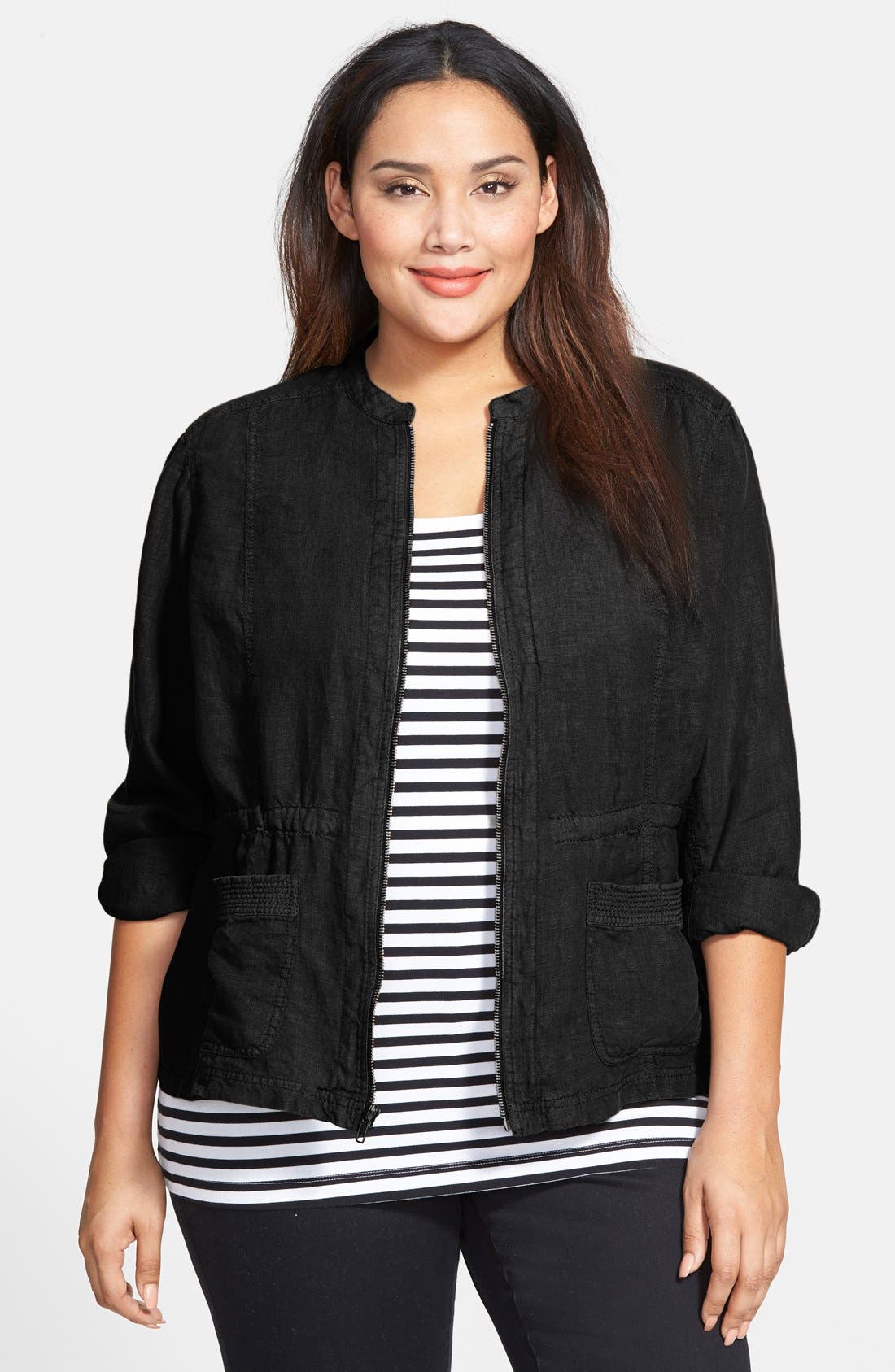 plus size black utility jacket