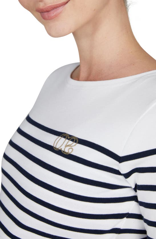 Shop Cache Coeur Benodet Sailor Long Sleeve Maternity/nursing Top In White/ Marine