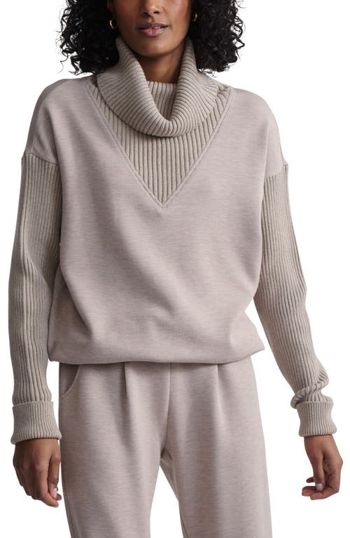 Varley Hannah Cowl Neck Sweatshirt In Taupe Marl