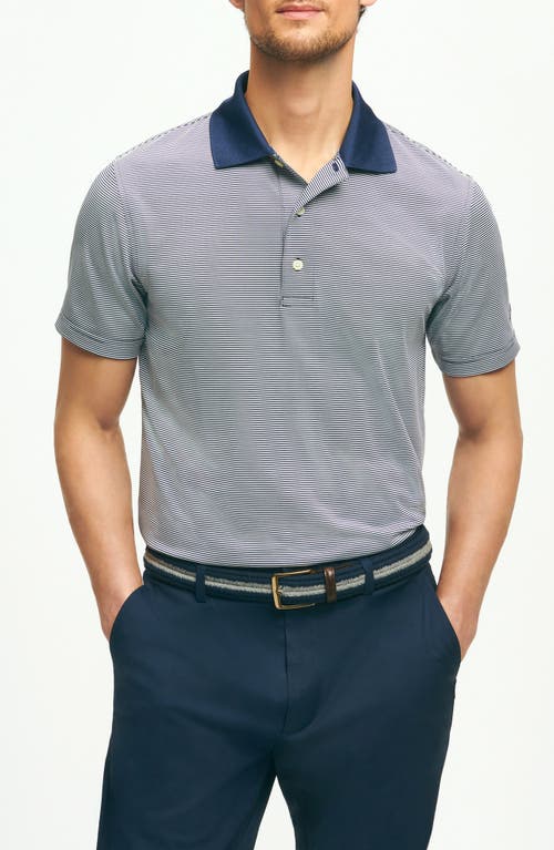 Brooks Brothers Microstripe Performance Golf Polo In Navy