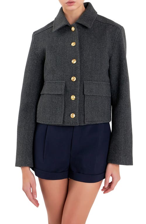 English Factory Single Breasted Crop Jacket Charcoal at Nordstrom,