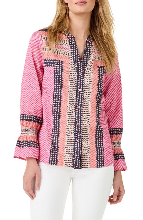 Spotty Stripes Button-Up Shirt in Pink Multi