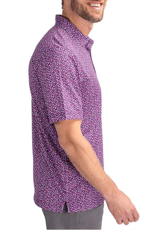 Cutter & Buck Magnolia Scatter Print Performance Polo In Gelato/navy Blue