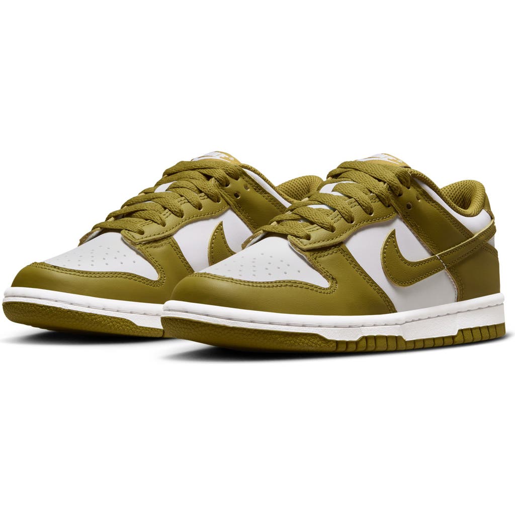 Nike Kids' Dunk Low Basketball Sneaker In White/pacific Moss