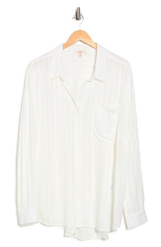 Como Vintage Eyelash Stripe Oxford Bf Shirt In White