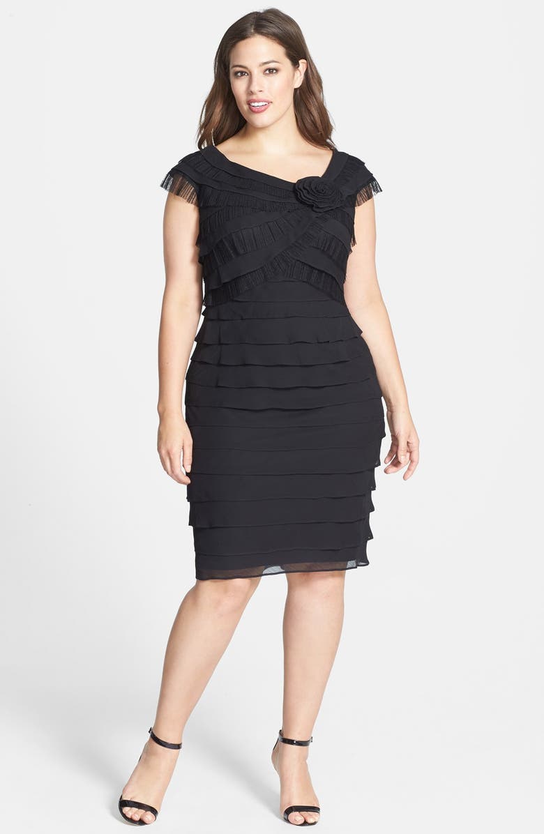 London Times Rosette Detail Shutter Pleat Dress (Plus Size) | Nordstrom