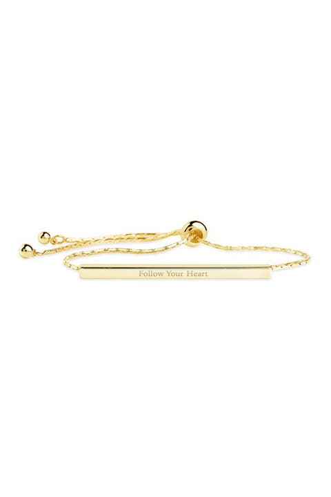 14K Gold Plated Inspirational Bar Slider Bracelet - Follow Your Heart