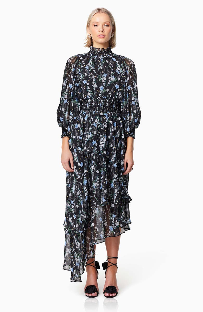 Elliatt Wistfully Floral Print Tiered Asymmetric Hem Dress | Nordstrom