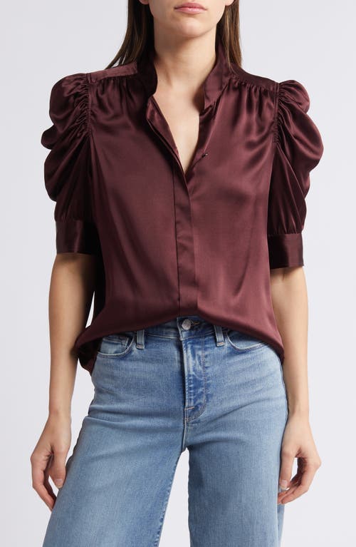 Shop Frame Gillian Silk Button-up Shirt In Wine