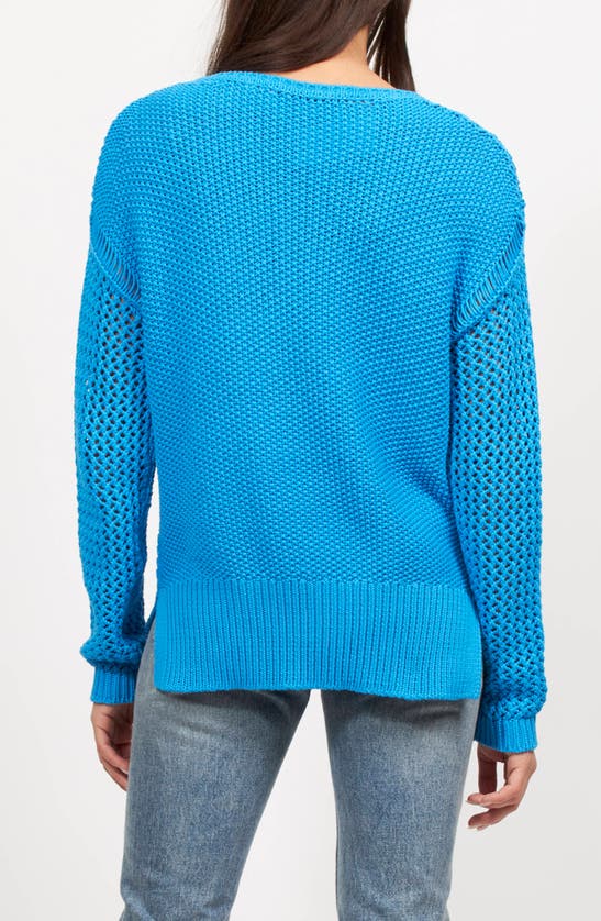 Shop Equipment Tate Open Stitch Cotton Blend Sweater In Brilliant Blue