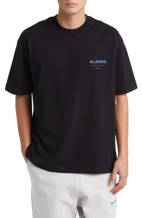 Allsaints Underground Oversize Organic Cotton Graphic T-shirt In Black