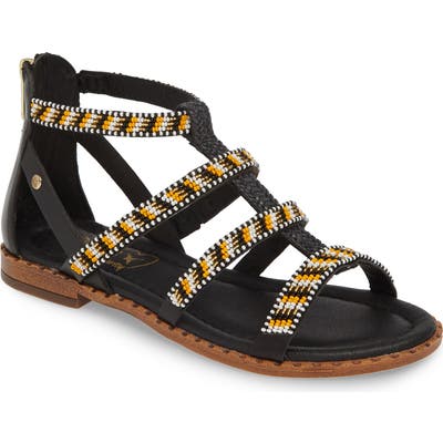 Pikolinos Algar Beaded Gladiator Sandal, Black