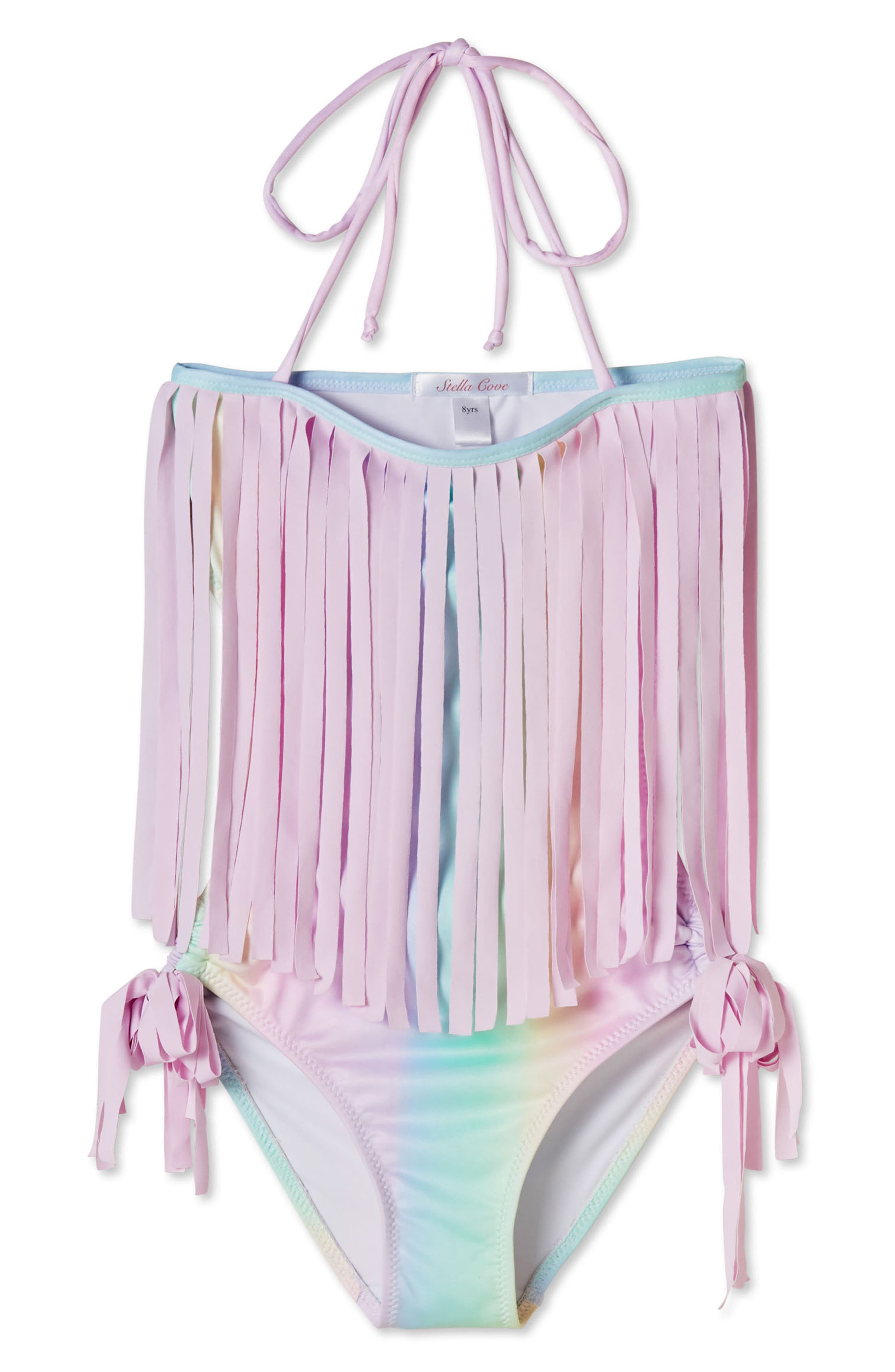 pastel rainbow swimsuit