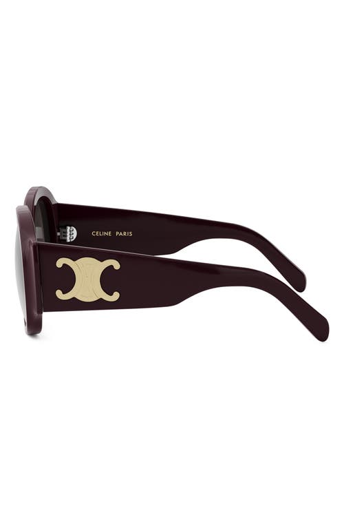 Shop Celine Maxi Triomphe 54mm Round Sunglasses In Shiny Dark Brown/brown