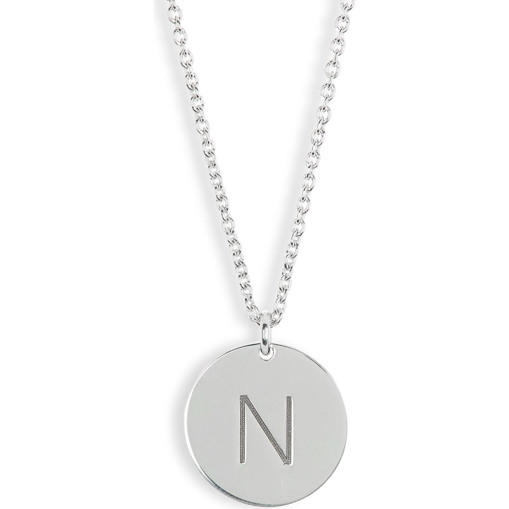 Meshmerise Initial Disc Pendant Necklace In White-n