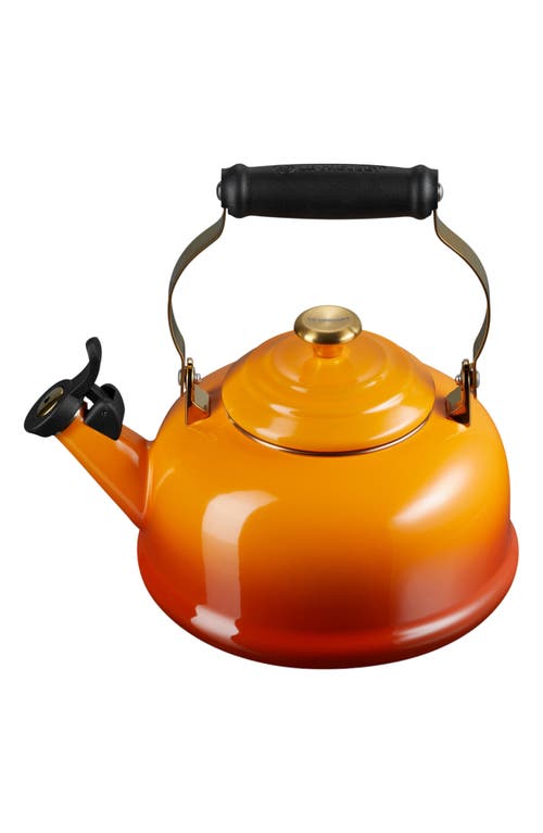Le Creuset Noël Collection Whistling Tea Kettle In Persimmon