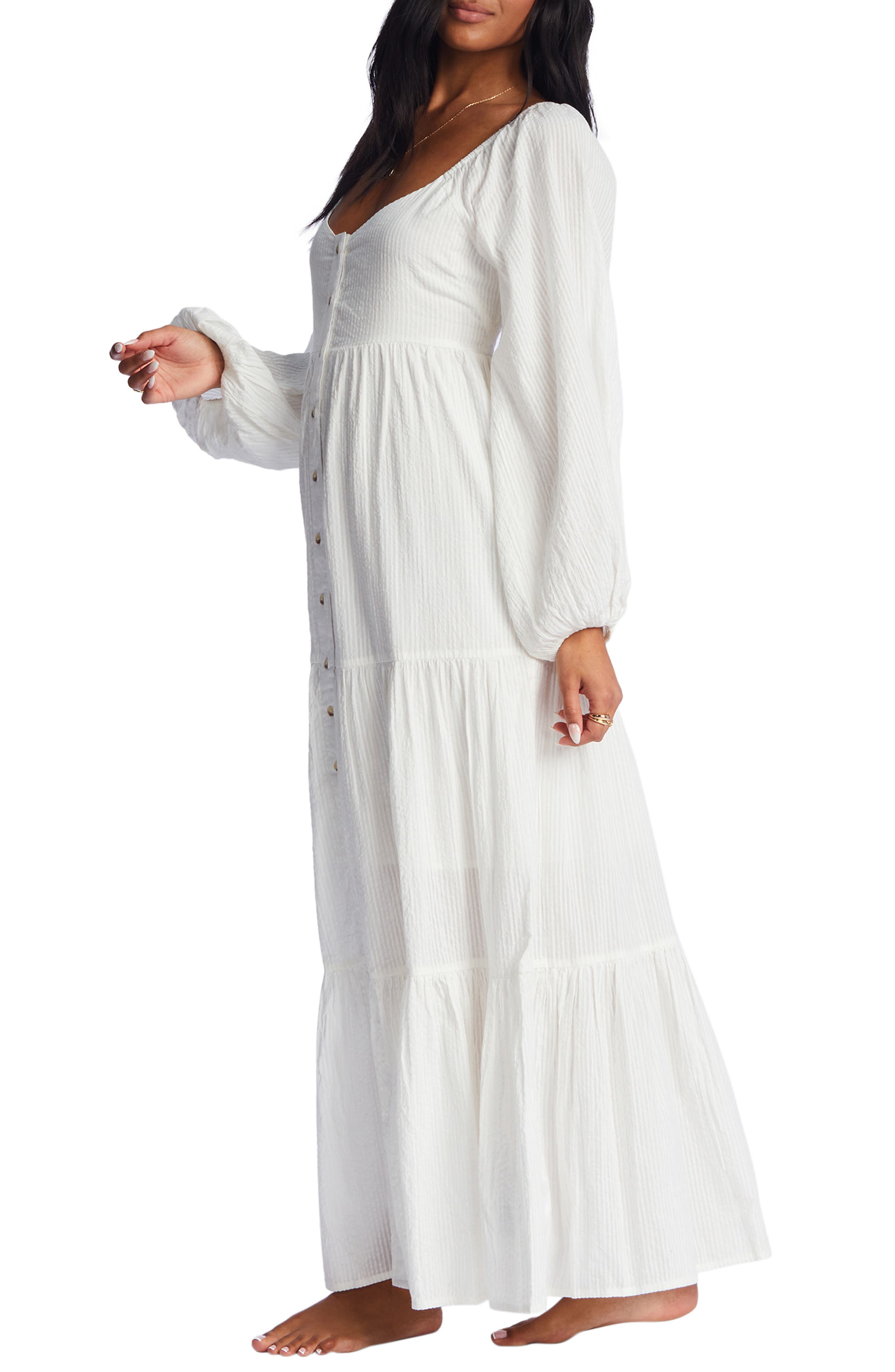 Billabong Starry Skies Long Sleeve Cotton Seersucker Maxi Dress | Nordstrom