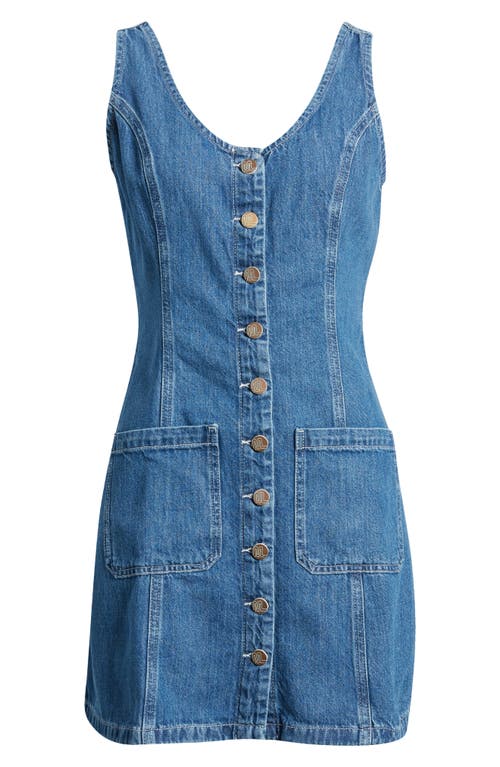 Shop Marine Layer Daisy Sleeveless Denim Minidress In Medium Wash