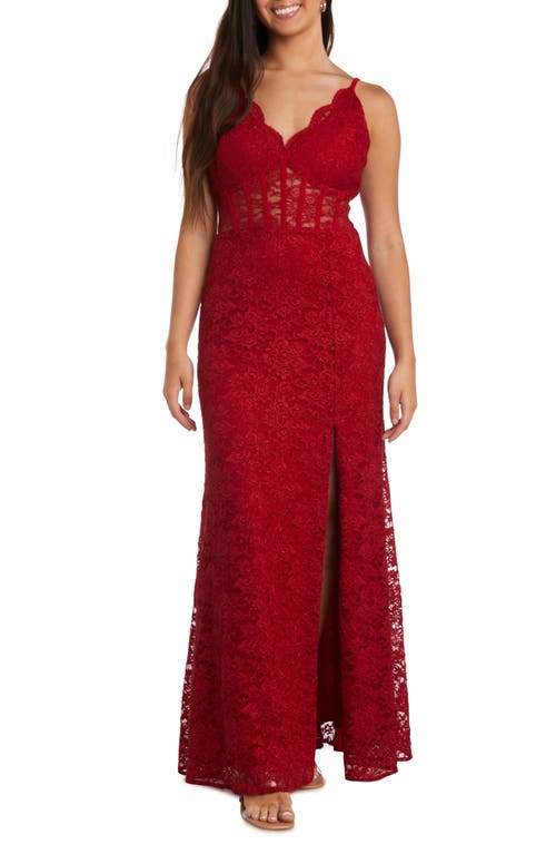 Corset Lace Sleeveless Gown in Red