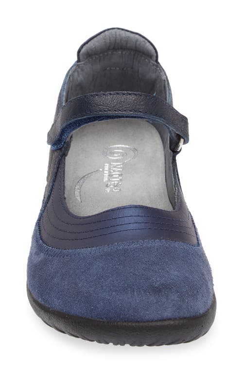 Naot Kirei Mary Jane Flat In Polar/mid Blue Suede/ink