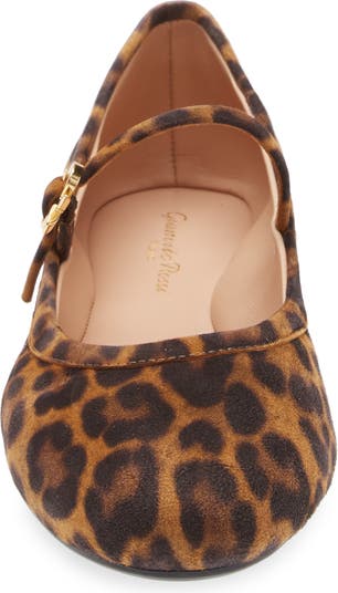 Gianvito Rossi Carla Leopard Print Ballet Flat (Women)