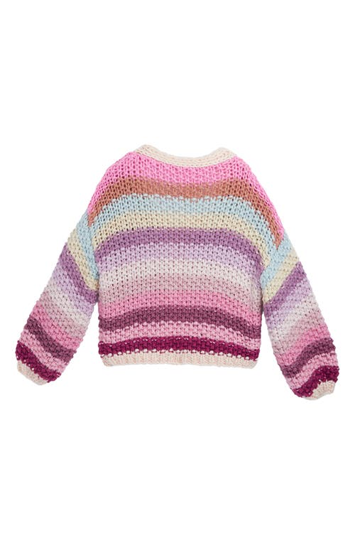 Saachi Rainbow Stripe Reversible Sweater In Multi Pink