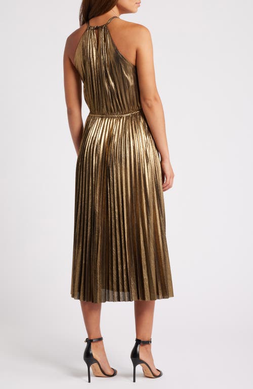 Shop Chelsea28 Metallic Pleated Cocktail Dress In Gold