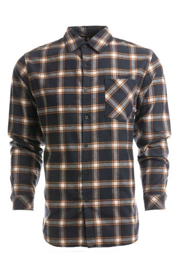 Shop Burnside Plaid Flannel Shirt In Navy/orange