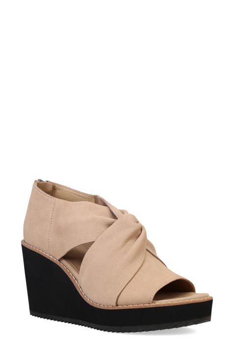 Eileen discount Fisher Bovery Beige Leather Suede Wedge Heel Platform Sandals Women’s 7.5