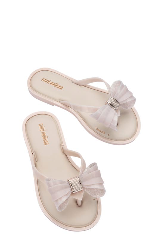 Shop Mini Melissa Kids' Bow Flip Flop In Beige