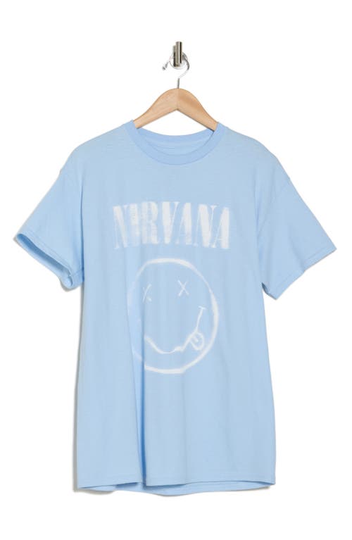 Merch Traffic Nirvana Burnout Smiley Graphic Print T-shirt<br /> In Light Blue