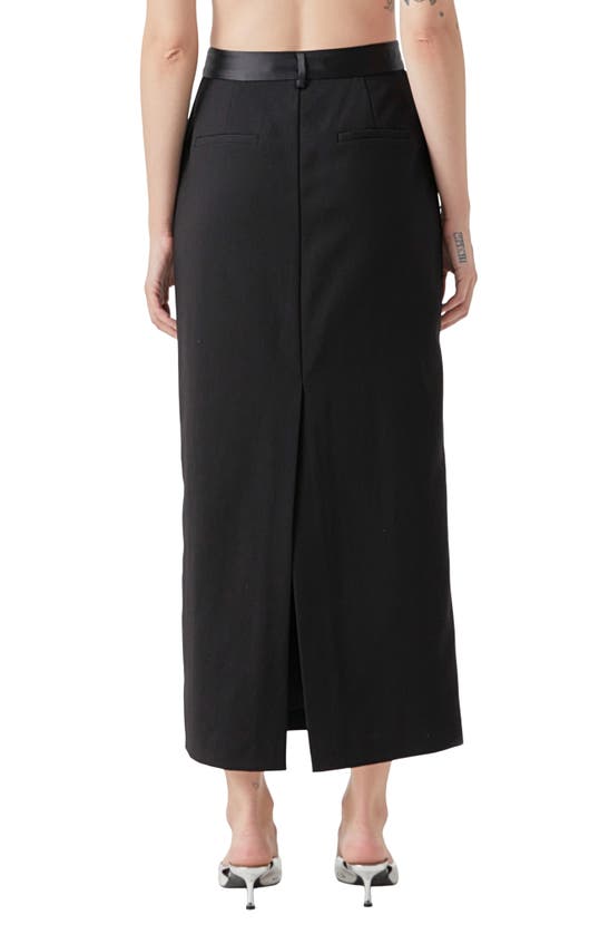 Shop Grey Lab High Waist Satin Trim Maxi Skirt In Black