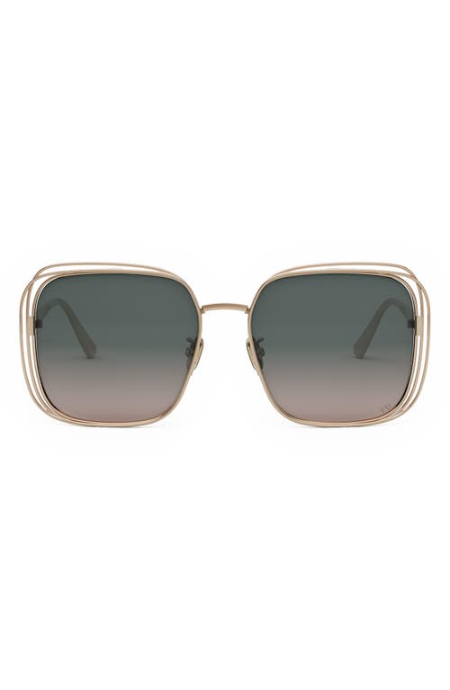 Fildior S1U 58mm Square Sunglasses in Shiny Rose Gold /Green at Nordstrom