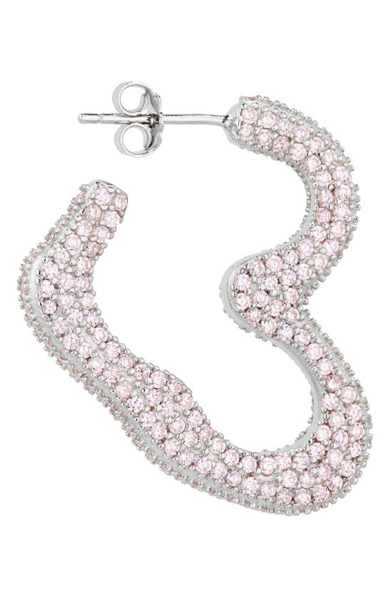Shop Collina Strada Super Heart Cubic Zirconia Pavé Hoop Earrings In Rose