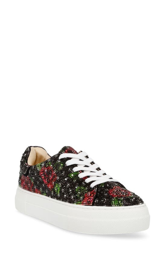 Shop Betsey Johnson Sidny Crystal Pavé Platform Sneaker In Black Polka Dot