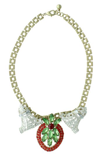Olivia Welles Mistletoe Time Necklace In Gold/multi