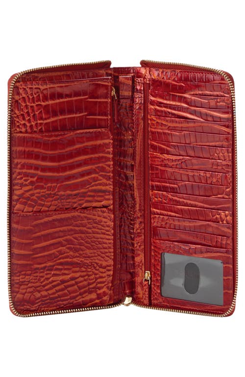 Shop Brahmin Skyler Croc Embossed Leather Wallet In Radiant Red