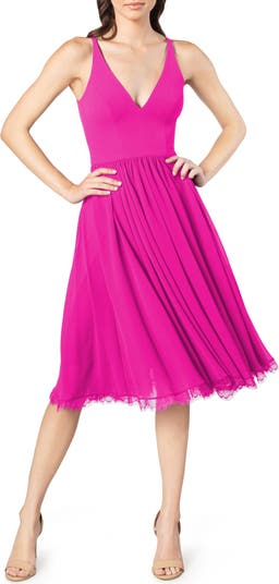 Dress the population alicia top mixed media midi dress